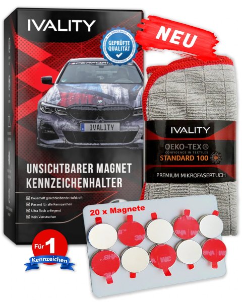 Magnetischer Clean Kennzeichenhalter hinter der Stoßstange 1er Set für Alu & 3D Kennzeichen