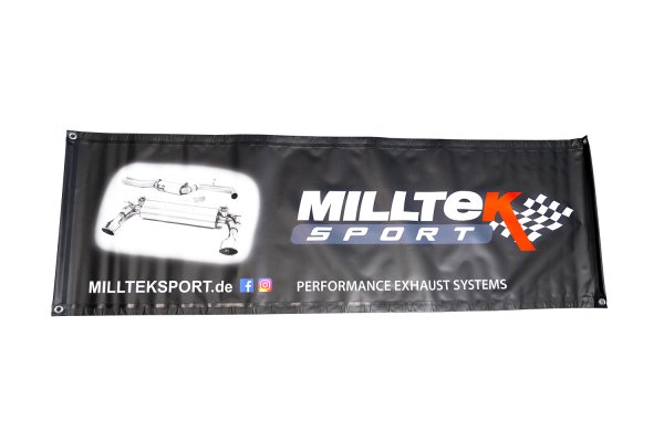 Black Milltek Sport Werkstattbanner (1840 mm x 600 mm)